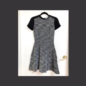 ANN TAYLOR flare skirt dress with contrast sleeves